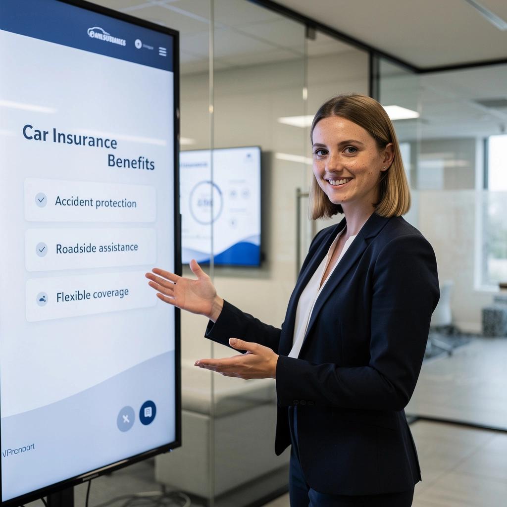 Сотрудник страховой компании консультирует клиента по полису.